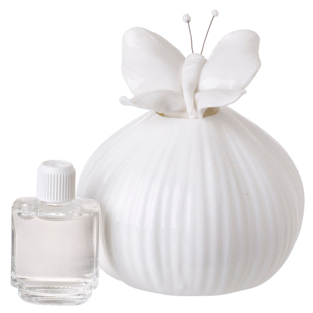 Difusor blanco de aromaterapia de porcelana china italiana con parte superior de mariposa #3238 