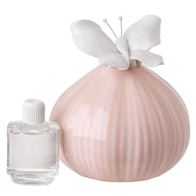 Peach Italian Bone China Aromatherapy Diffuser with Butterfly Top #3241
