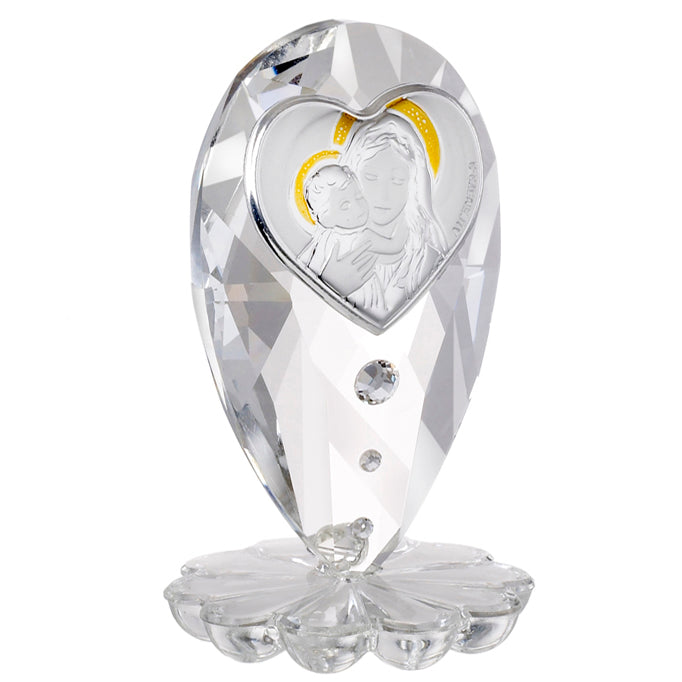 Mother and Child in 925 Silver on Italian Crystal Base #32789