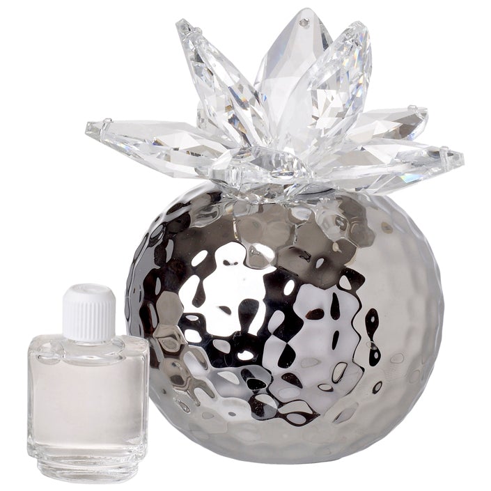 Debora Carlucci Silver Hammered Finish Reed Diffuser w Crystal Lotus and Scent # 33131S