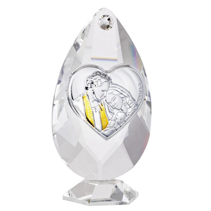Debora Carlucci Tear Drop Shaped 24% Crystal and Argento Holy Family Icon #32739