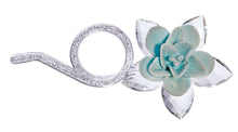 Load image into Gallery viewer, Debora Carlucci Aqua Porcelain with Crystal Beaded Swarovski Flower with Stem #35667
