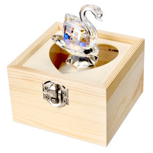 Load image into Gallery viewer, Crystal Swan in See Through Wood Box #4116
