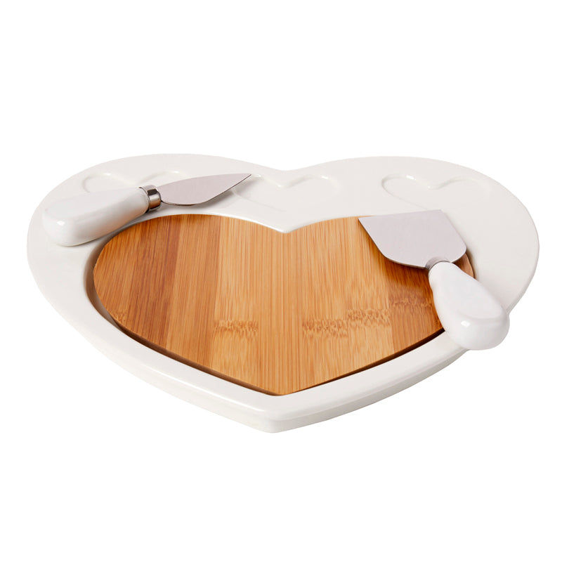 Debora Carlucci White Porcelain and Wood 3pc Cheese Cutting Board #DC4556