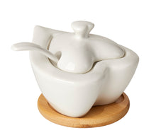 Load image into Gallery viewer, Debora Carlucci White Heart Shaped Sugar Holder On Wood Base #DC4560
