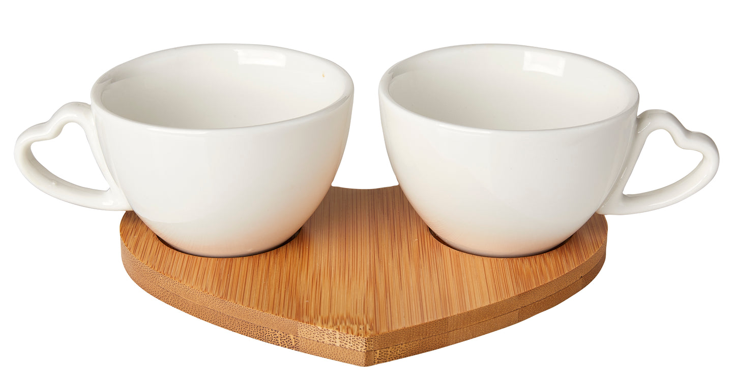 Sogno D' Oro Bamboo Heart Theme Espresso Cups Set of 2 #SD610123