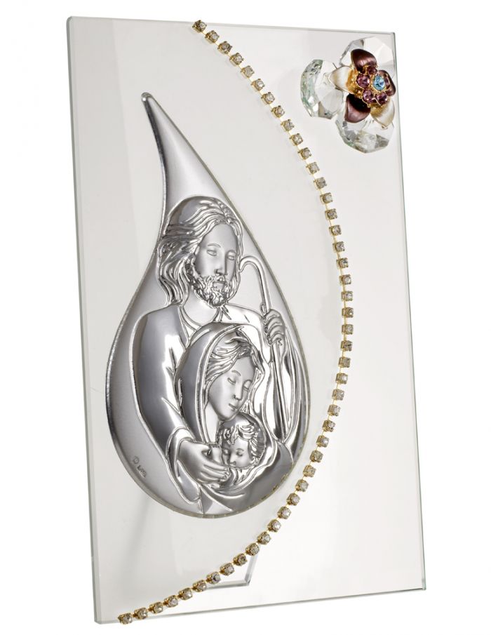 Italian 925 Silver Holy Family With Swarovski Crystal Icon  #K524Y