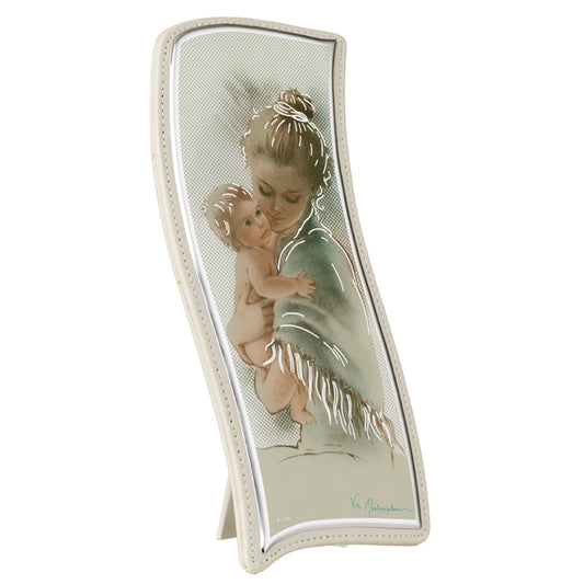 Ritratto dell'abbraccio di madre e figlio in argento 925 italiano #Leo-920 
