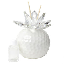Load image into Gallery viewer, Debora Carlucci White Hammered Finish Reed Diffuser w Crystal Lotus and Scent #33131W

