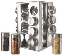 Load image into Gallery viewer, Stainless Steel 16pc Spice Jars w/ Rotating Rack  #2654

