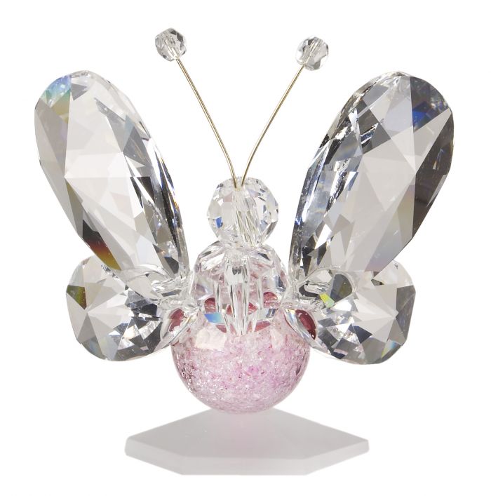 Italiano 24% Cristal y Murano Pink Butterfly Figurita #12556