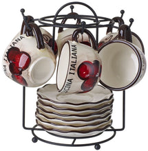 Load image into Gallery viewer, Cucina Italiana Ceramic 12pc Espresso Set With Stand #1422/562
