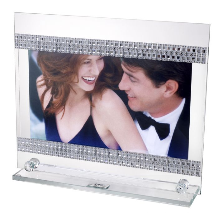 Italian Photo Frame Adorned w. Swarovski Crystal Strands  #19618