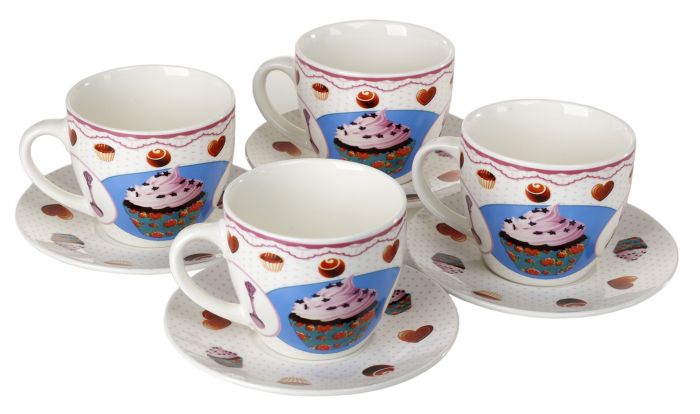 Juego de tazas de café de porcelana Diseño de cupcakes #ZPX13242 