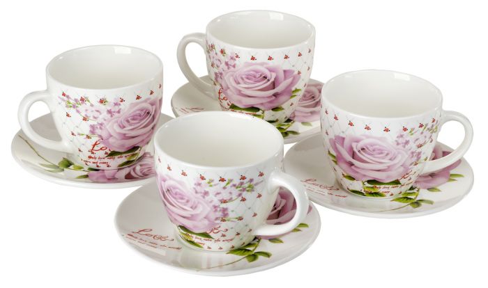 Juego de Tazas de Café de Porcelana Diseño Rosa #ZPX13246 