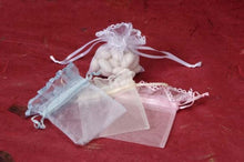 Load image into Gallery viewer, Ivory, Blue or Pink 3x4 Organza Bags with lace detail 12pc per bag #61210
