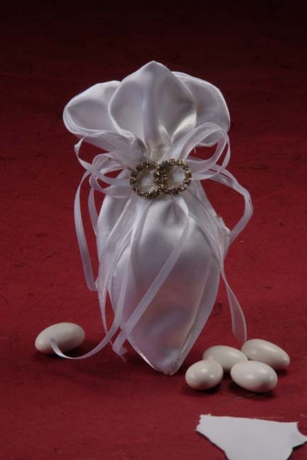 Bolsa de confeti/broche de anillo de bodas de satén - PO995