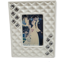 Load image into Gallery viewer, Italian Bone China Picture Frame w. Swarovski Crystal Elements #130229
