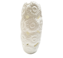 Load image into Gallery viewer, Ivory Porcelain 15&#39; Centerpiece Vase W/ Embossed Daisy Decor  #DC2652

