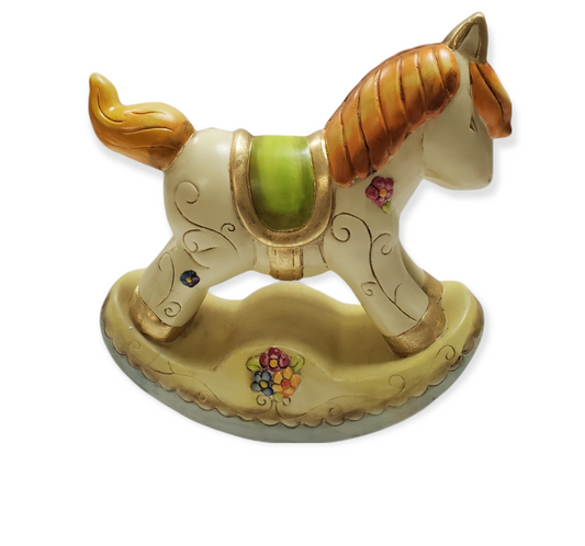 Centro de mesa para baby shower con caballito balancín gigante de porcelana n.º 9D10378
