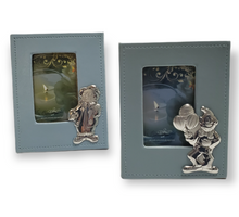 Cargar imagen en el visor de la galería, Marco de fotos italiano de plata 925 Argento y cuero azul #800
