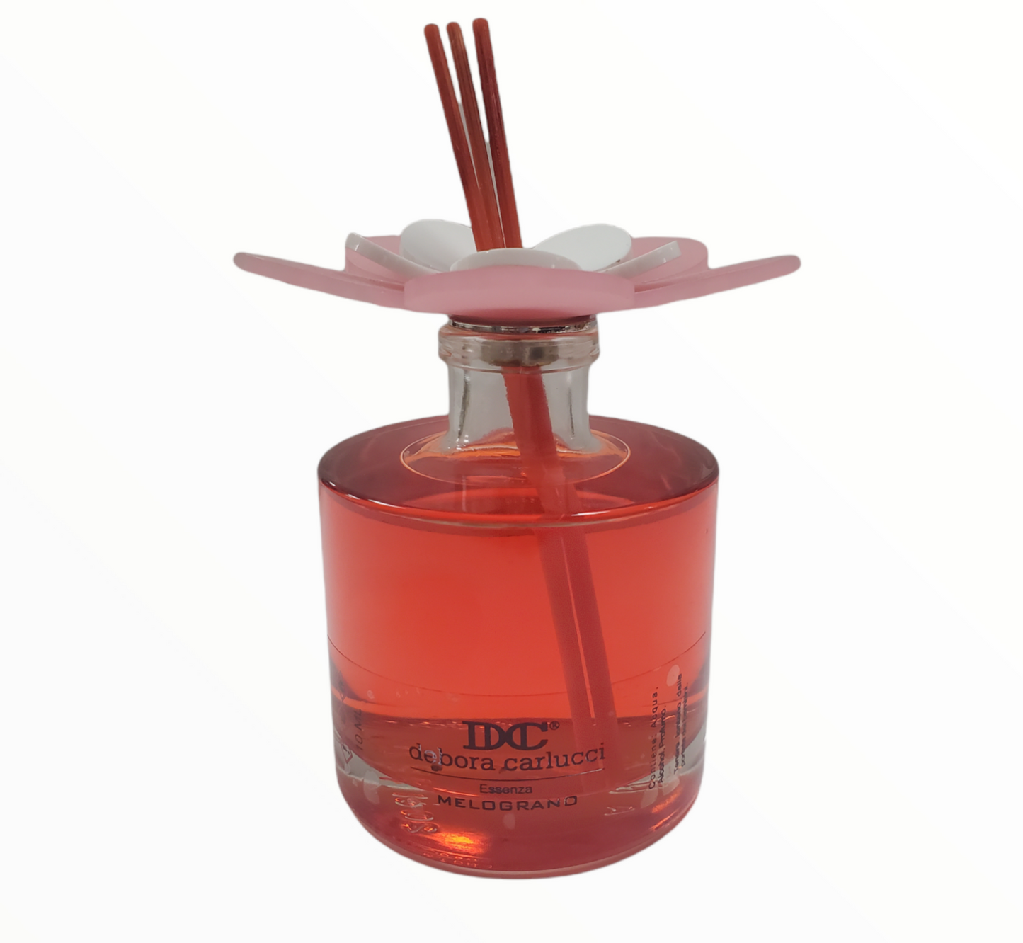Debora Carlucci Collezione Renoir Diffusore rotondo rosso grande Melograno Melograno Bottiglia di profumo con fiore vibrante Top 7 oz. #DC5809