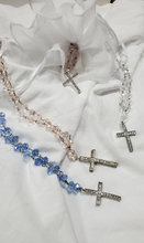 Load image into Gallery viewer, Crystal Rosary Beads w. Studded Cross  #222

