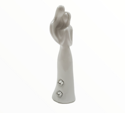 Figurilla de pareja de enamorados de porcelana blanca italiana n.° 130238