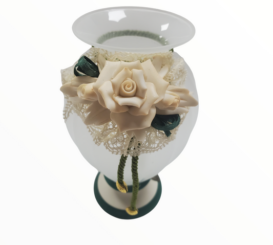 Jarrón de cristal con flores de porcelana para fiesta 9D7389