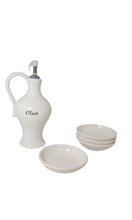 Load image into Gallery viewer, Cucina Italiana Ceramic Olive Oil Dispenser Cruet with 4 Dipping Plates #0179/W

