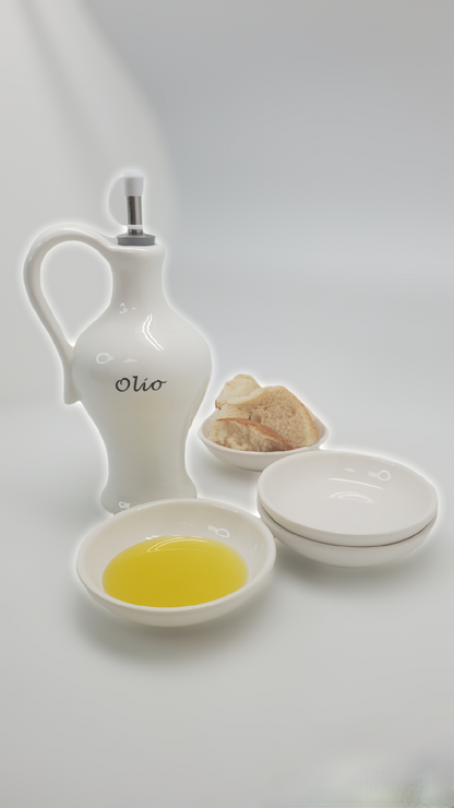 Dispensador de aceite de oliva de cerámica Cucina Italiana Cruet con 4 platos de inmersión #0179/W