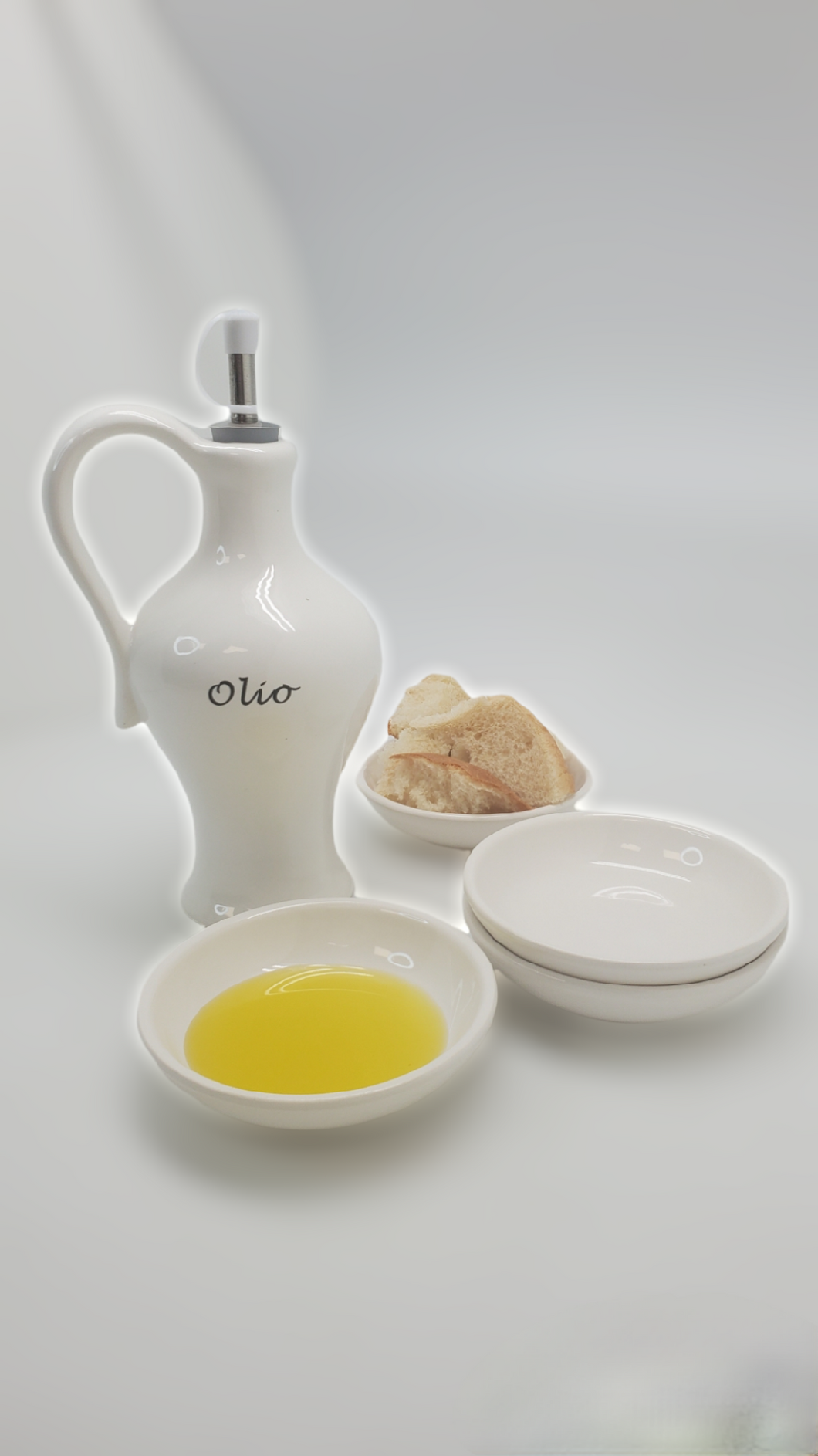 Dispensador de aceite de oliva de cerámica Cucina Italiana Cruet con 4 platos de inmersión #0179/W