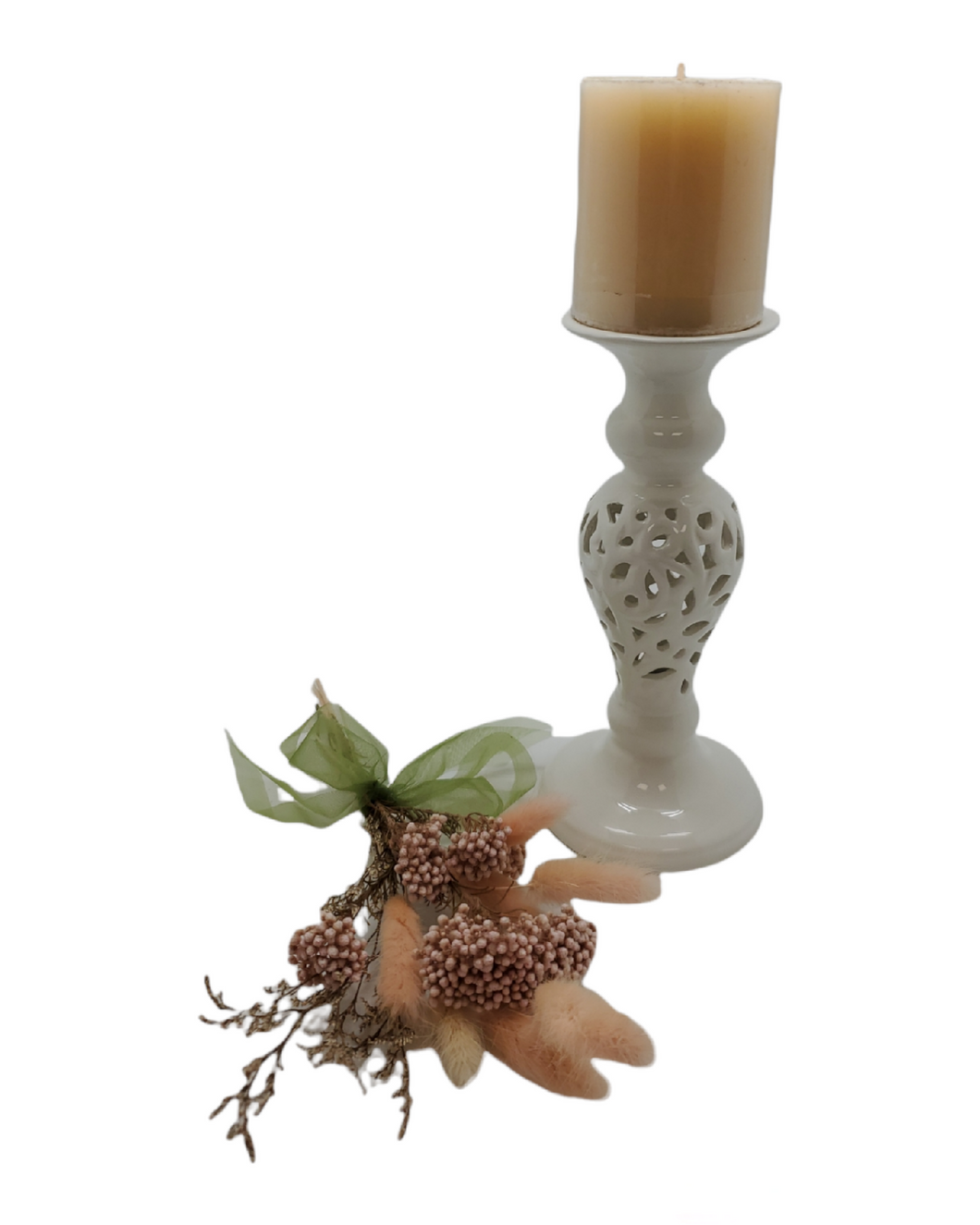 Debora Carlucci Porcelain Candle Holder w. Carving Design  #34013