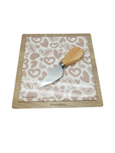 Load image into Gallery viewer, Debora Carlucci 7x7 Square Cheese Board Hearts Pattern #6903
