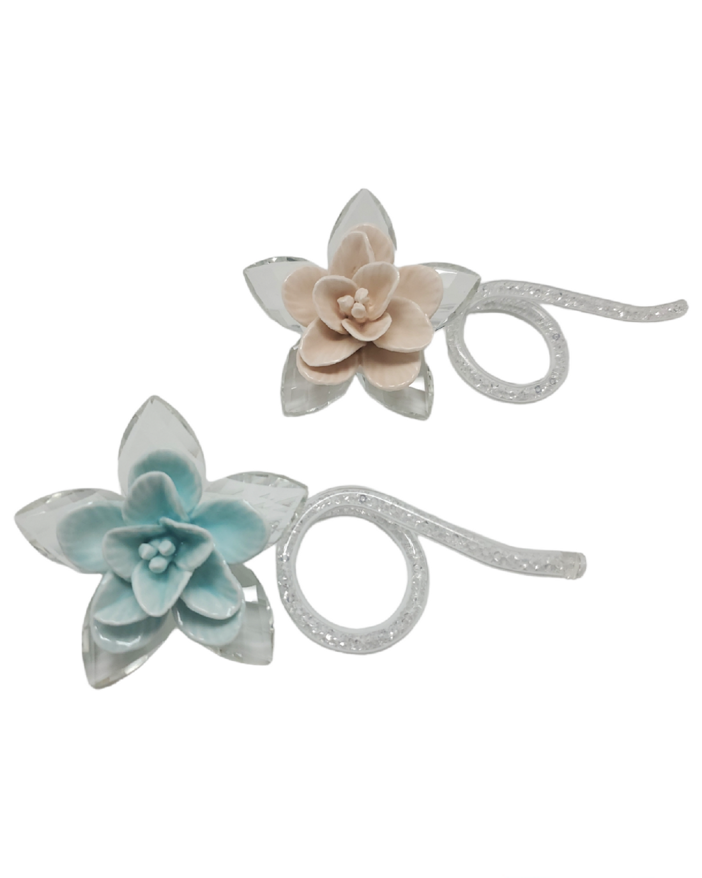 Debora Carlucci Aqua Porcelain con fiore Swarovski con perline di cristallo con stelo # 35667