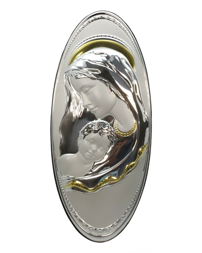 Accenti dorati per madre e figlio con placca in argento 925 italiano #1815 