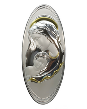 Load image into Gallery viewer, Mother and Child Gold Accents W/  Italian 925 Argento Silver  6 x 13 Plaque #1815
